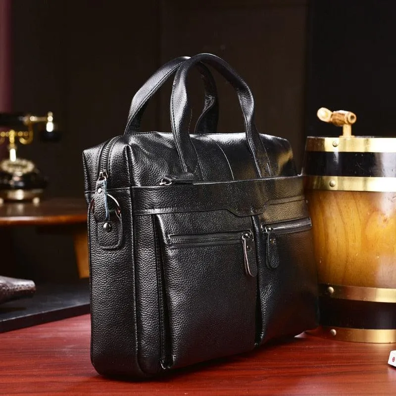 Small Genuine Leather Travel-Friendly Briefcase Messenger