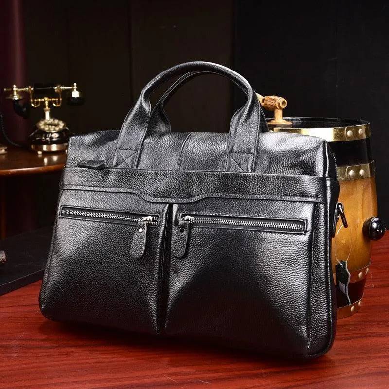 Small Genuine Leather Travel-Friendly Briefcase Messenger