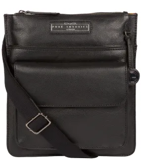 'Tenby' Black & Silver Leather Cross Body Bag