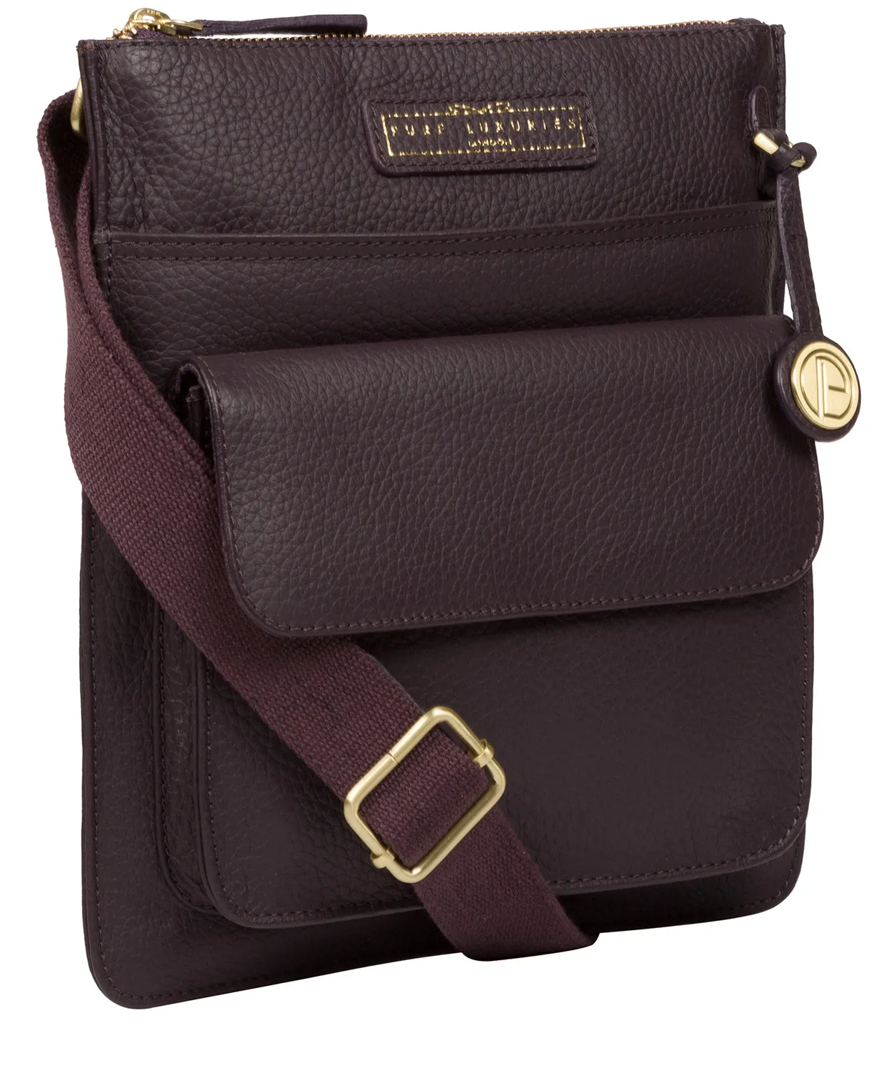 'Tenby' Plum Leather Cross Body Bag