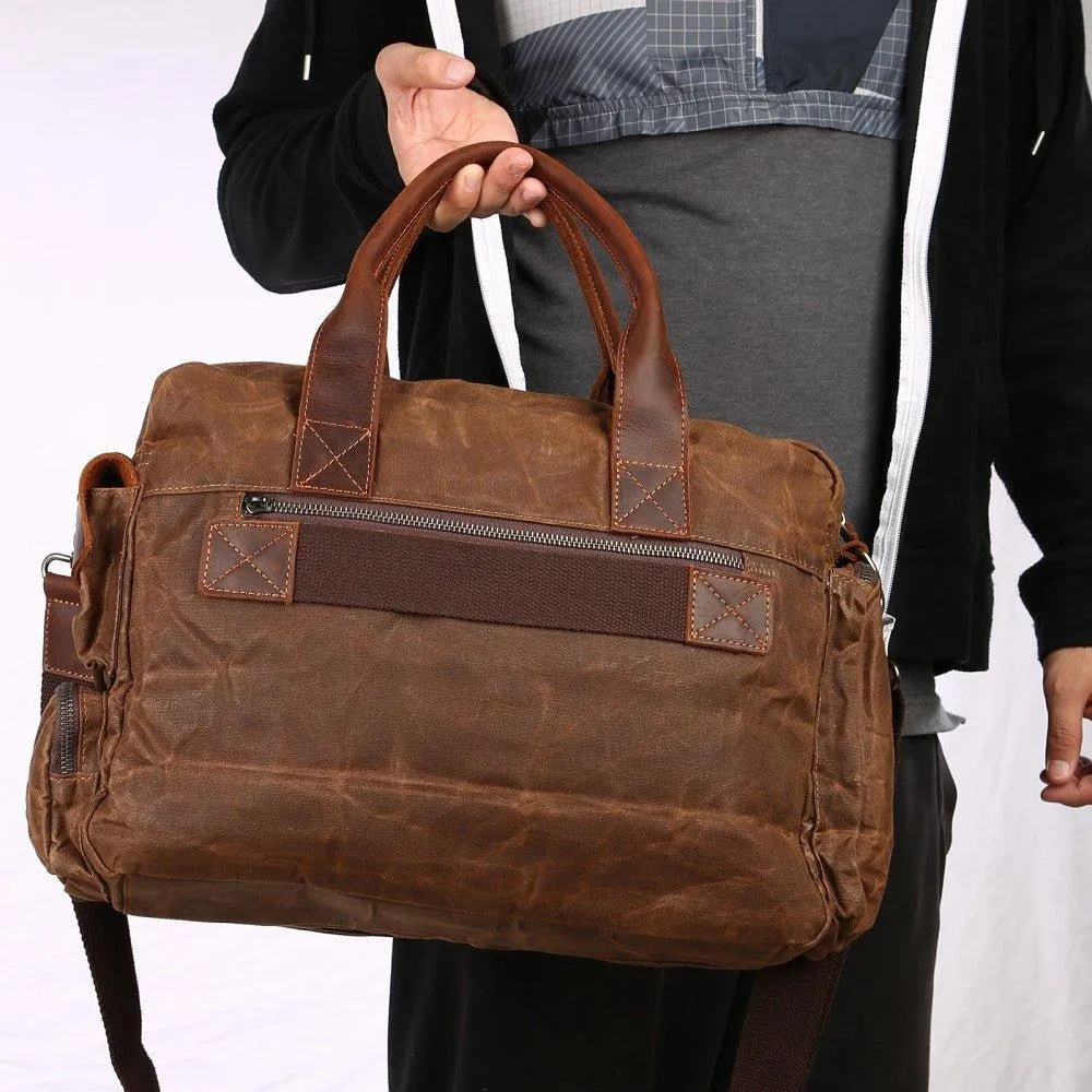 Woosir Canvas Men Satchel with Laptop Compartment