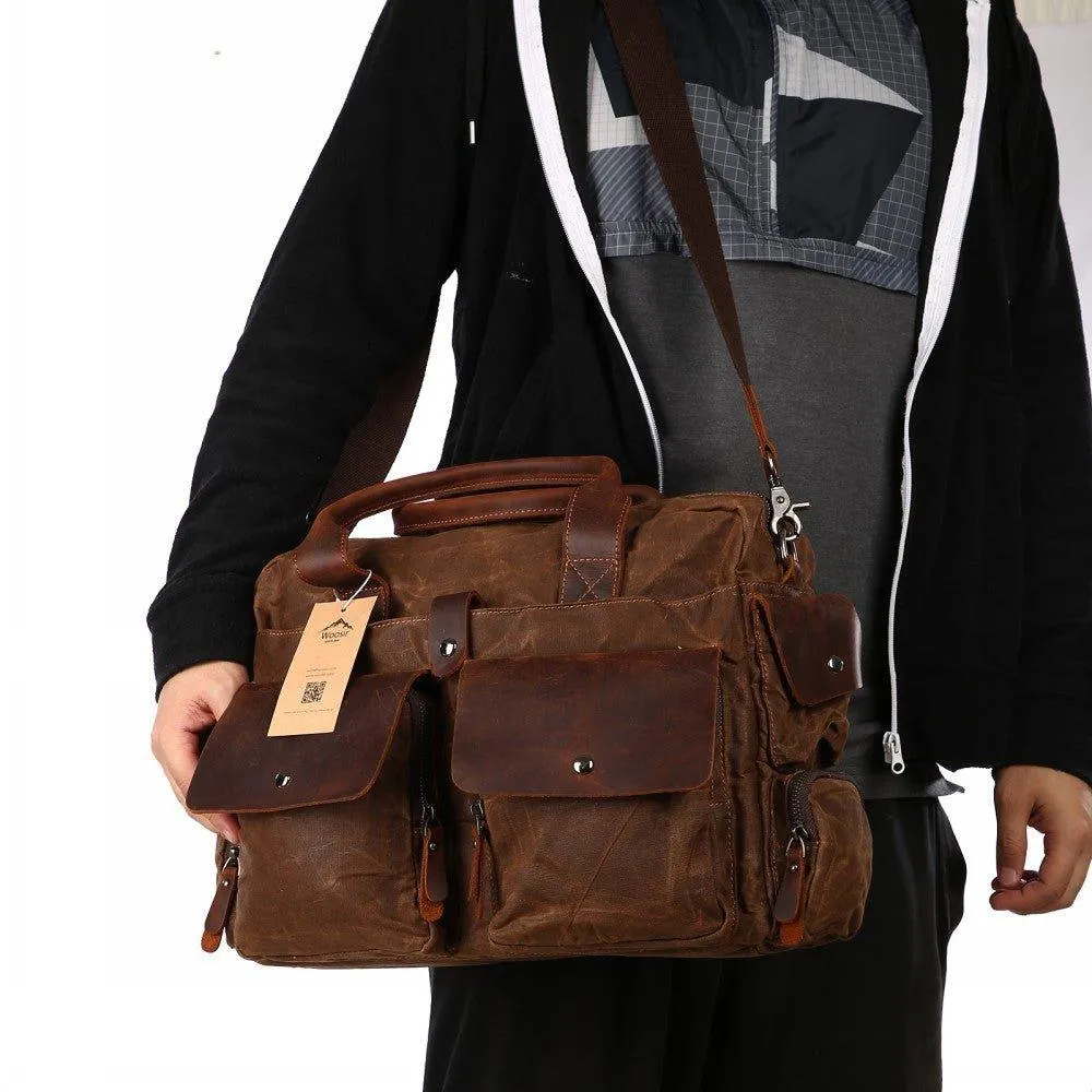 Woosir Canvas Men Satchel with Laptop Compartment