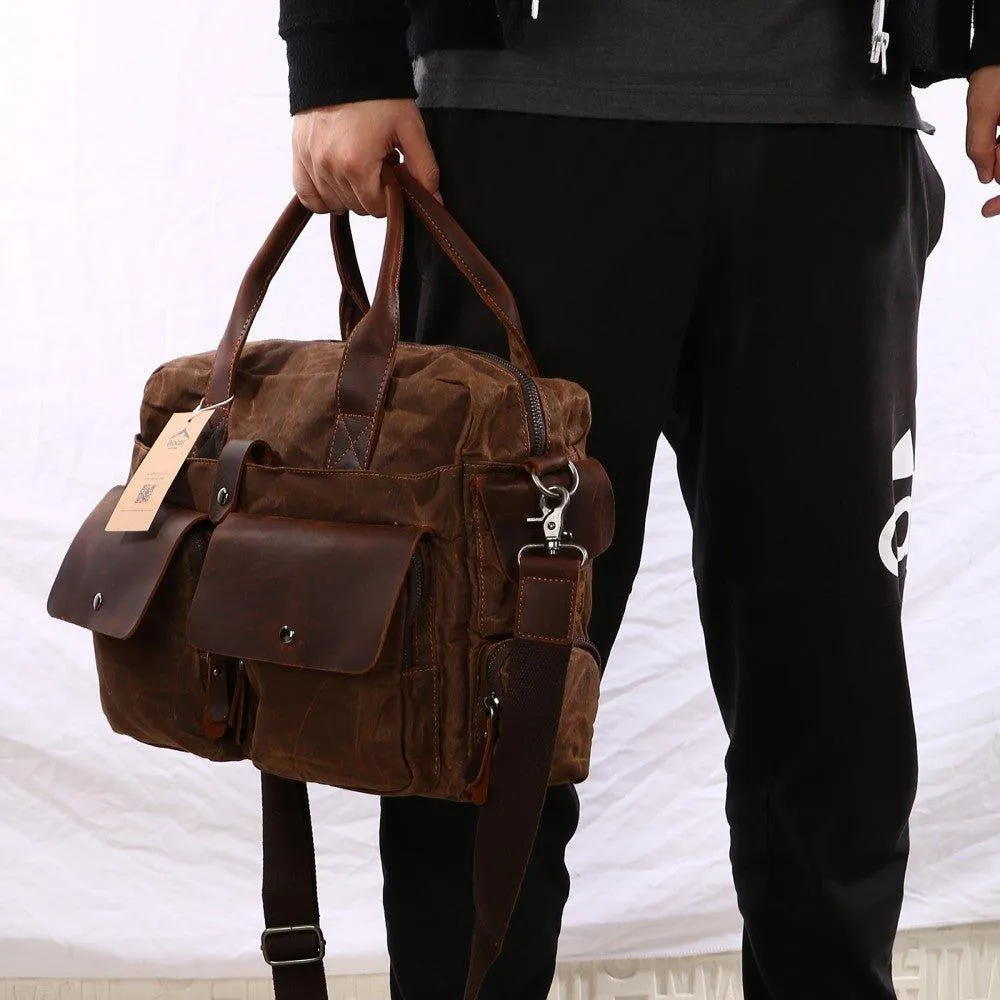 Woosir Canvas Men Satchel with Laptop Compartment