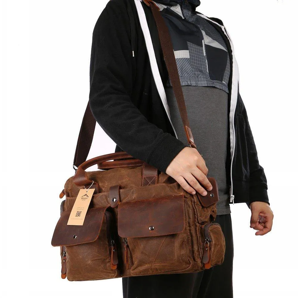 Woosir Canvas Men Satchel with Laptop Compartment