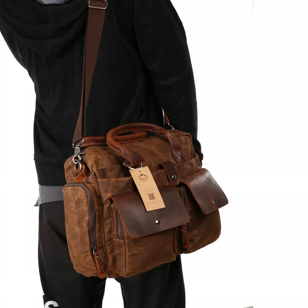 Woosir Canvas Men Satchel with Laptop Compartment